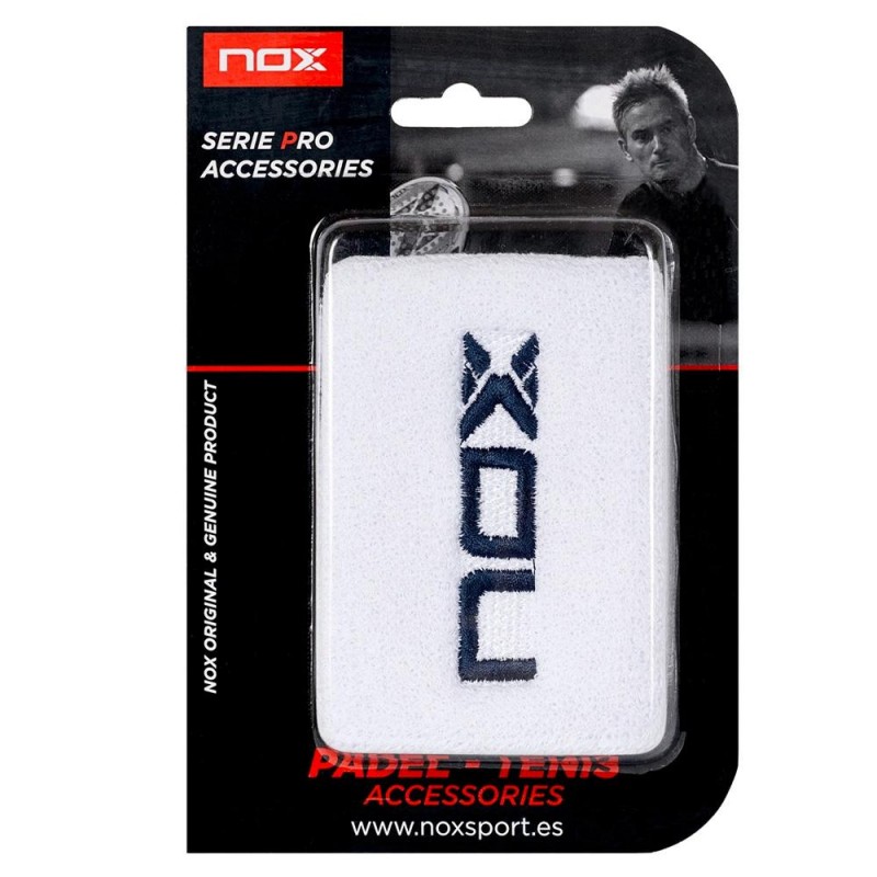 Muñequera Nox Blanca logo Azul Muñequera Nox Blanca logo Azul