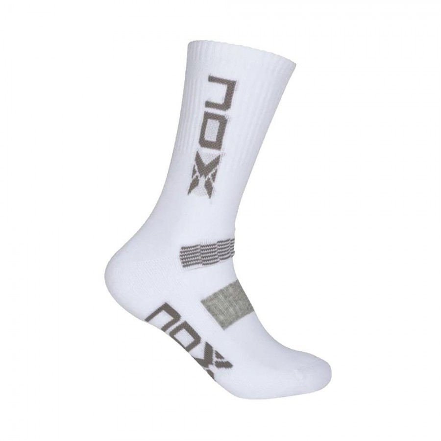 Calcetines Nox Largos M Blancos Logo Gris