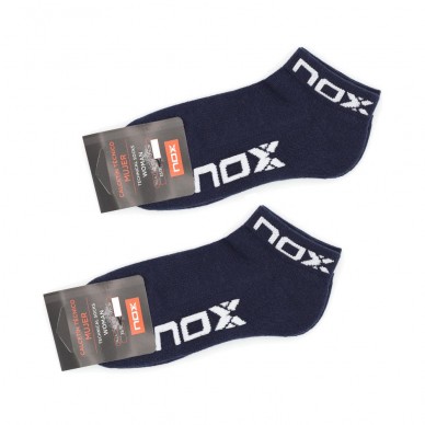 Calcetines Nox Tobilleros W Azul Marino Logo Blanco