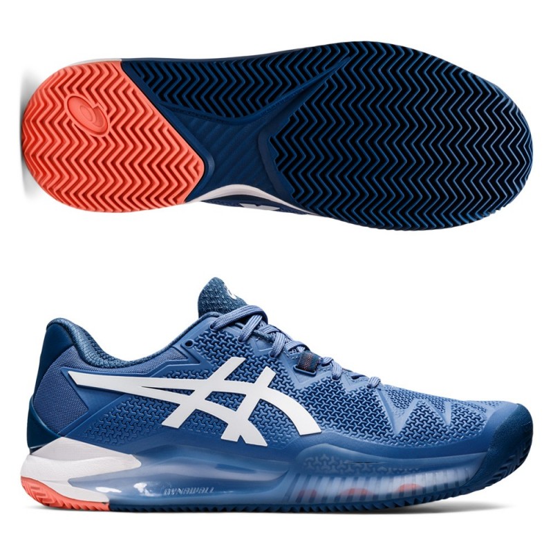 Asics Gel Resolution 8 Clay Bleu Harmony Blanc Asics Gel Resolution 8 Clay Bleu Harmony Blanc