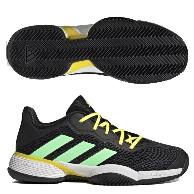 Chaussures Adidas Barricade JR Clay noyau noir faisceau vert