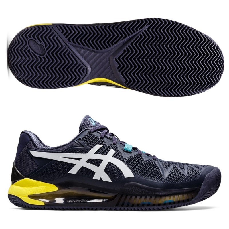 Asics Gel Resolution 8 Clay indigo brouillard blanc Asics Gel Resolution 8 Clay indigo brouillard blanc