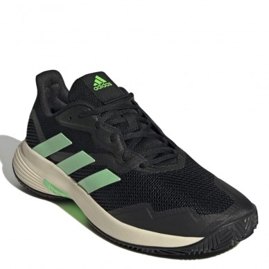 Chaussures Adidas Courtjam Control M clay core noir faisceau vert jaune 2022