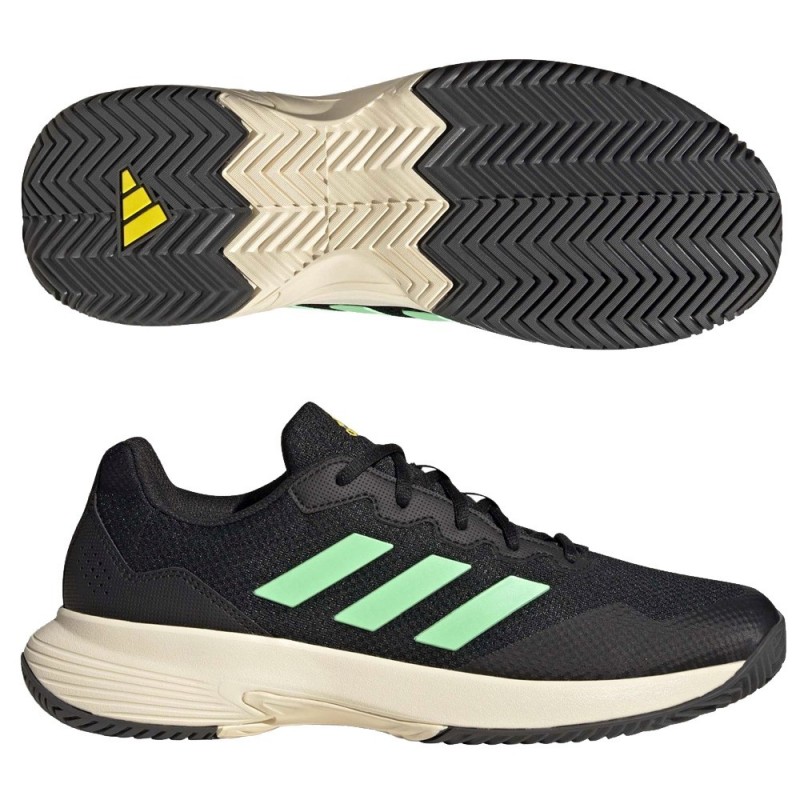 Chaussures Adidas GameCourt 2 M core noir faisceau vert jaune 2022