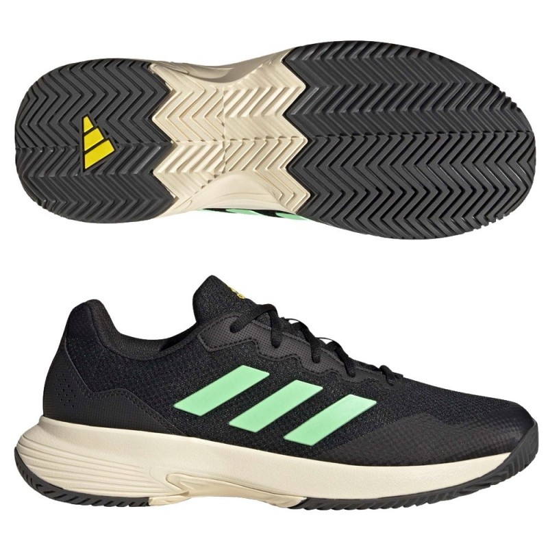 Chaussures Adidas GameCourt 2 M core noir faisceau vert jaune 2022 Chaussures Adidas GameCourt 2 M core noir faisceau vert jaune 2022