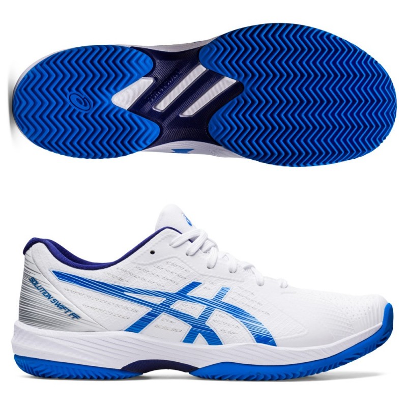 Asics Solution Swift FF Clay blanc bleu électrique