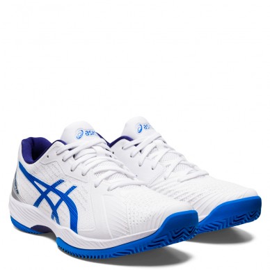 Asics Solution Swift FF Clay blanc bleu électrique