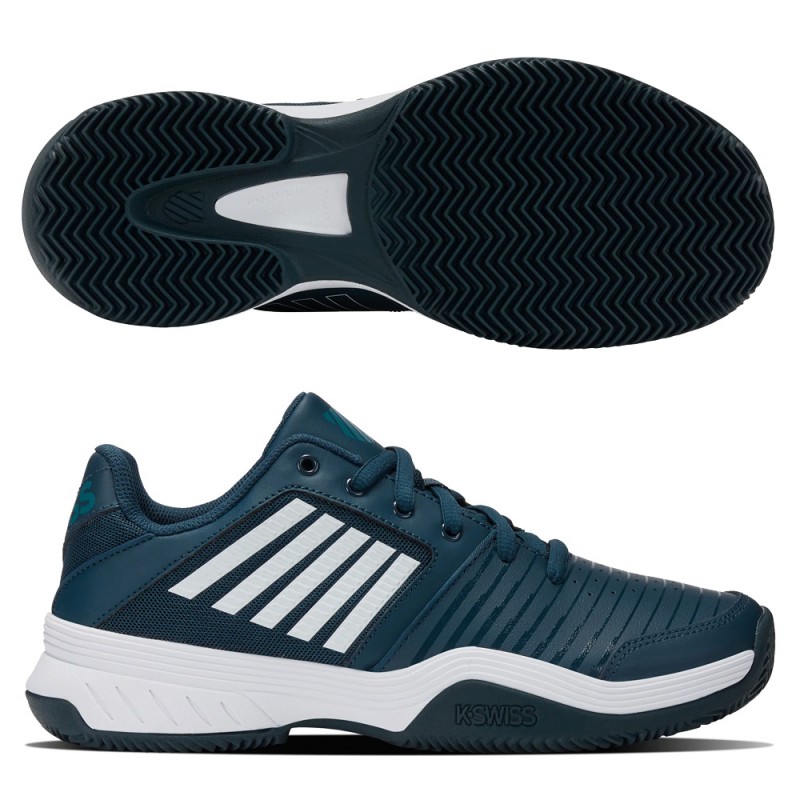 Chaussures Kswiss Court Express HB blanc bleu colonial Chaussures Kswiss Court Express HB blanc bleu colonial