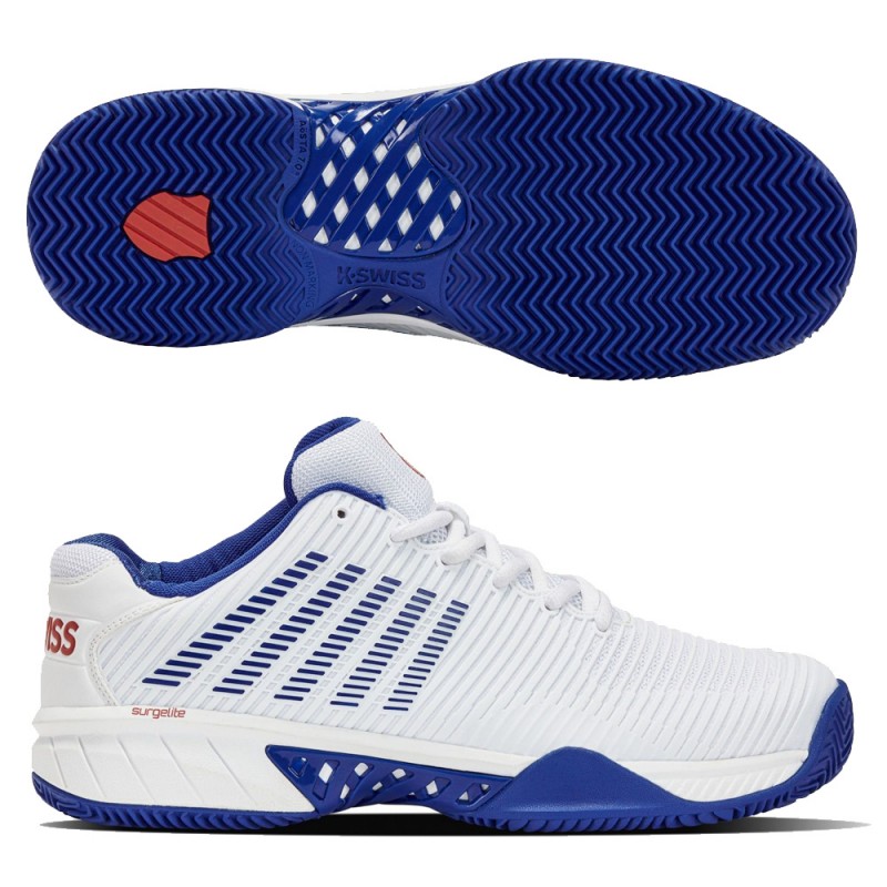 Chaussures Kswiss Hypercourt Express 2 HB blanc bleu classique Chaussures Kswiss Hypercourt Express 2 HB blanc bleu classique