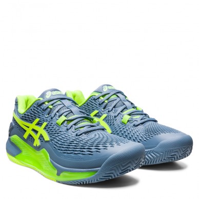 Asics Gel Resolution 9 Clay steel blue hazard green