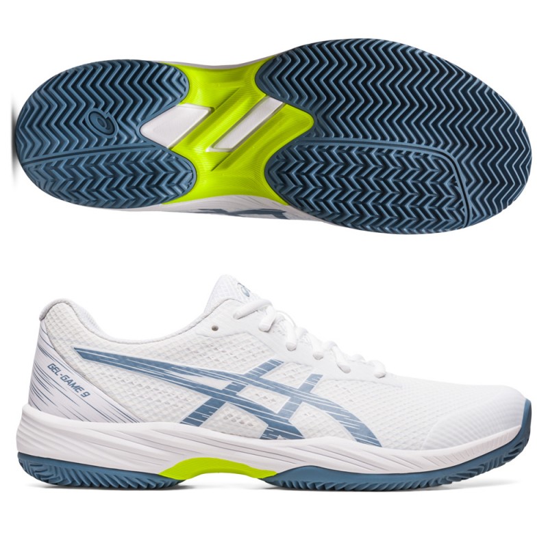 Asics Gel Game 9 Clay white steel blue Asics Gel Game 9 Clay white steel blue