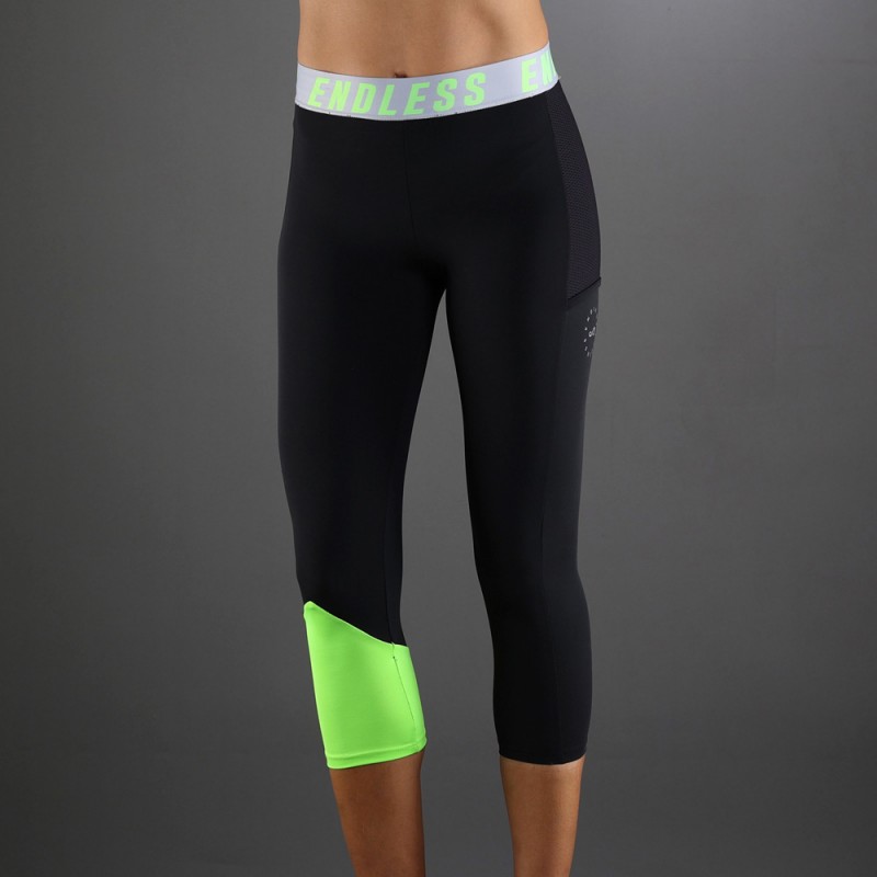 Leggins Endless Vanity Pocket Iconic 7/8 Noir et Vert Leggins Endless Vanity Pocket Iconic 7/8 Noir et Vert