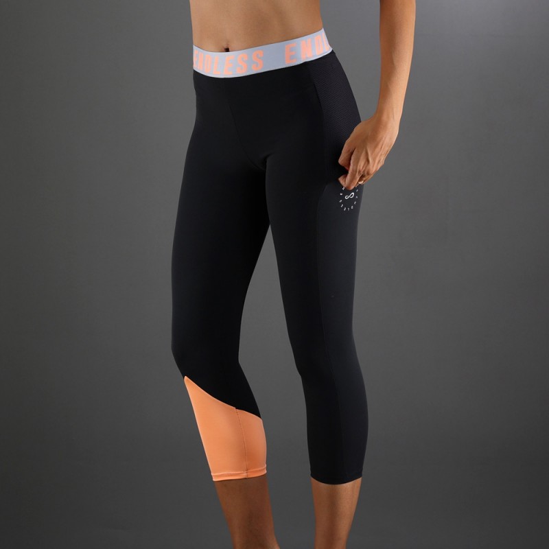 Leggins Endless Vanity Pocket Iconic 7/8 saumon noir Leggins Endless Vanity Pocket Iconic 7/8 saumon noir