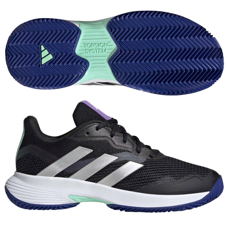Chaussures padel Adidas Courtjam Control W Clay core noir argent Chaussures padel Adidas Courtjam Control W Clay core noir argent