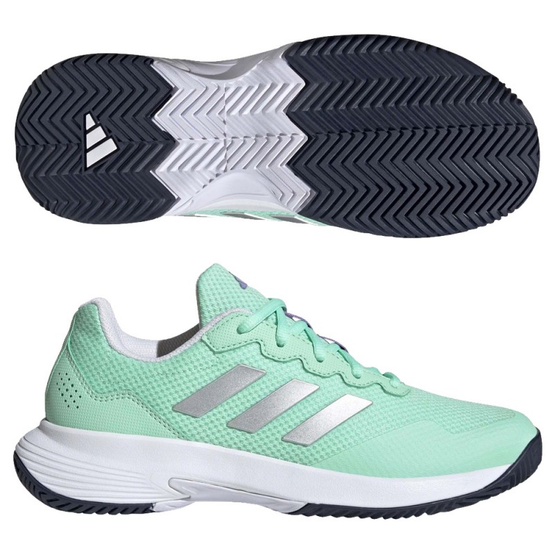 Chaussures Adidas Gamecourt 2 W pulse menthe argent violet Chaussures Adidas Gamecourt 2 W pulse menthe argent violet
