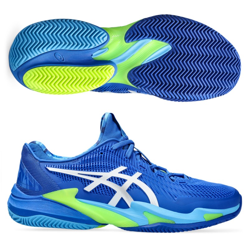 Chaussures Asics Court FF 3 Novak Clay tuna blue white Chaussures Asics Court FF 3 Novak Clay tuna blue white