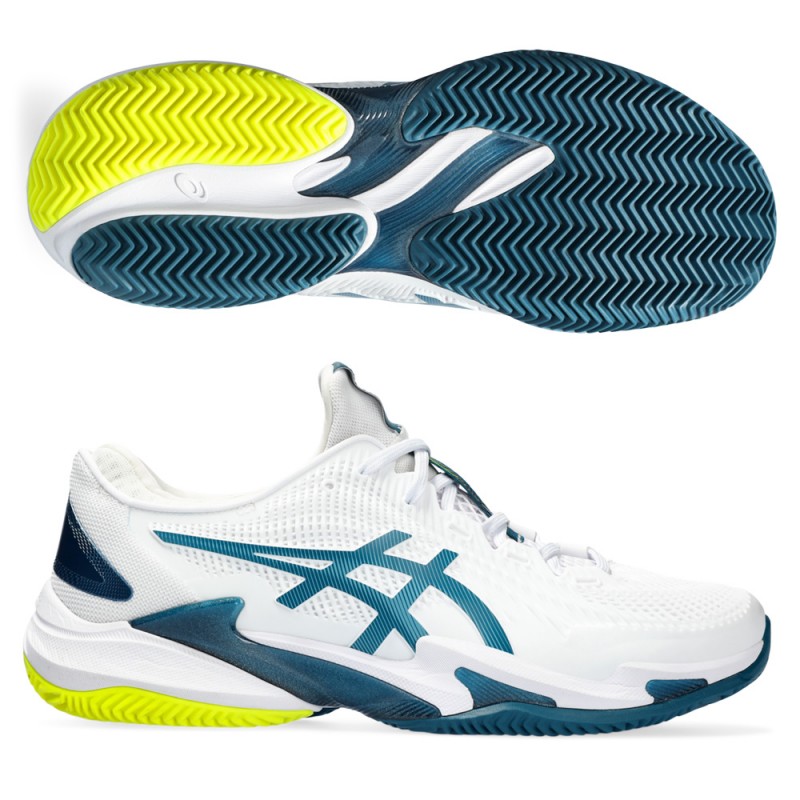 Chaussures Asics Court FF 3 Clay white gris blue Chaussures Asics Court FF 3 Clay white gris blue