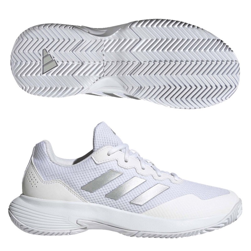 Chaussures Adidas Gamecourt 2 W blanc argent 2023 Chaussures Adidas Gamecourt 2 W blanc argent 2023