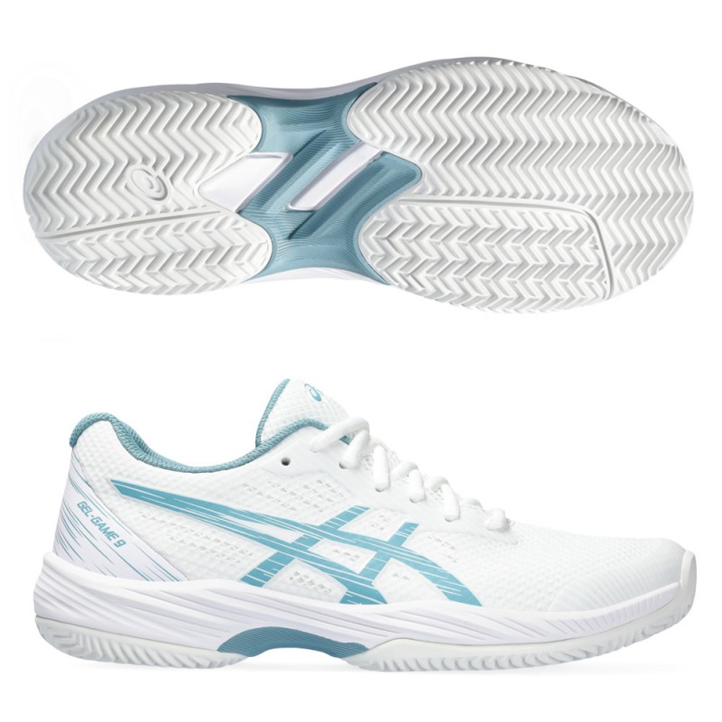 Chaussures Asics Gel Game 9 Clay white gris blue