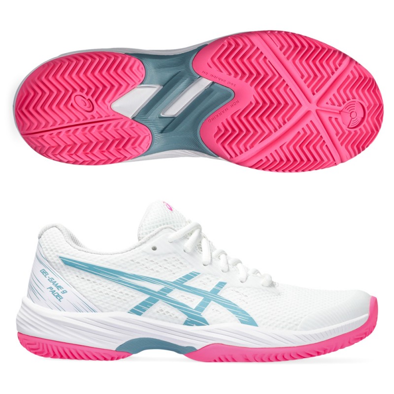 Asics Gel Game 9 Padel white pink blue Asics Gel Game 9 Padel white pink blue