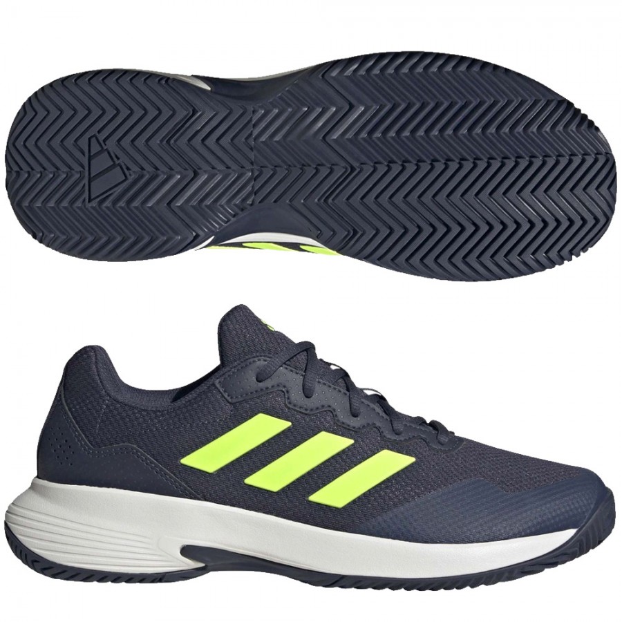 Chaussures Adidas Gamecourt 2 M marine citron blanc - Zona de Padel