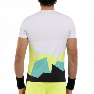 T-shirt Hydrogen Mountains Tech blanc jaune fluo