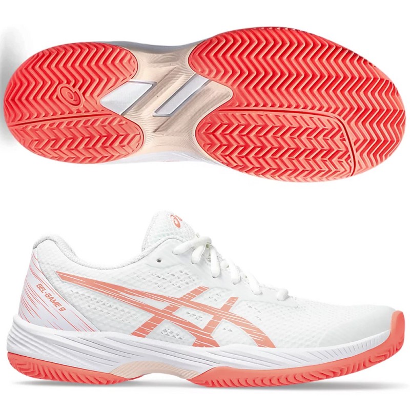 chaussures Asics Gel Game 9 Clay white sun coral 2024 chaussures Asics Gel Game 9 Clay white sun coral 2024