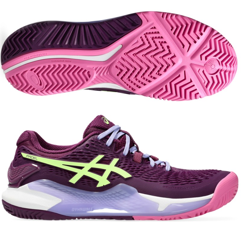 chaussures Asics Gel Resolution 9 Padel deep mauve lime green 2024 chaussures Asics Gel Resolution 9 Padel deep mauve lime green 2024