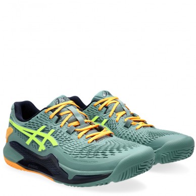 chaussures Asics Gel Resolution 9 Padel celadon safety yellow 2024
