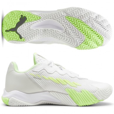 chaussures Puma Nova Elite blanche bleu lumineux 2024