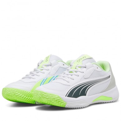 chaussures Puma Nova Court blanche bleu lumineux 2024
