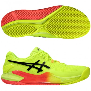 chaussures Asics Resolution 9 Clay Paris safety yellow black 2024