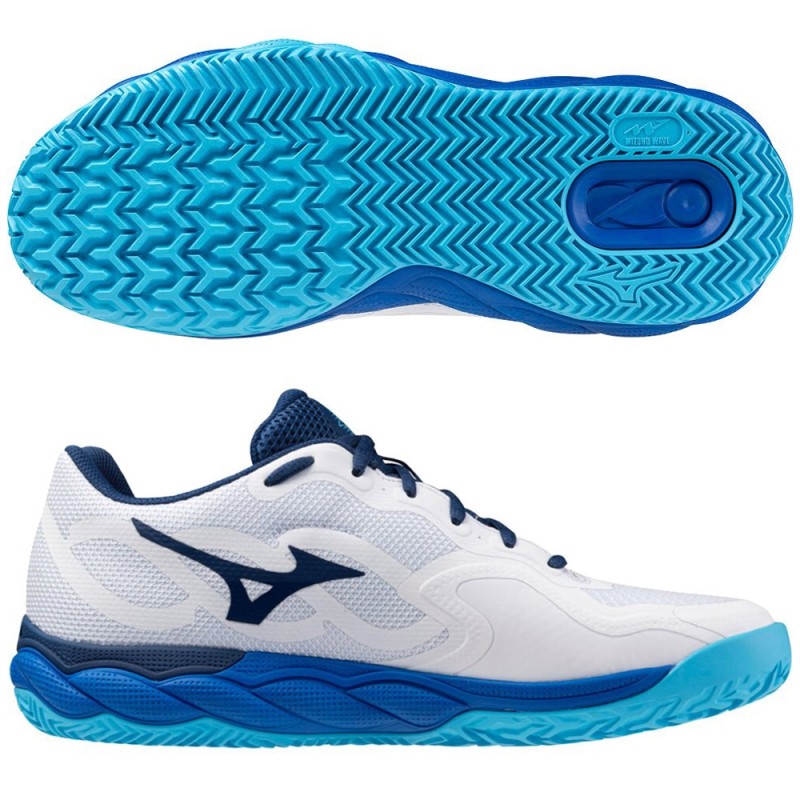 chaussures Mizuno Wave Enforce Court CC white estate blue 2024 chaussures Mizuno Wave Enforce Court CC white estate blue 2024