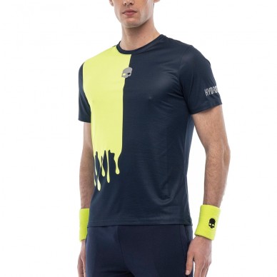 T-shirt Hydrogen Drip Tech bleu marine fluor