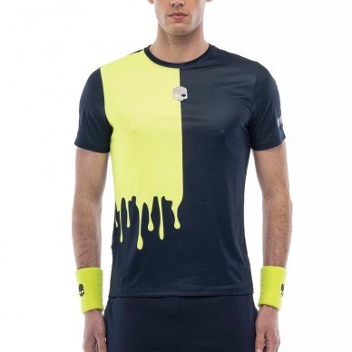 T-shirt Hydrogen Drip Tech bleu marine fluor