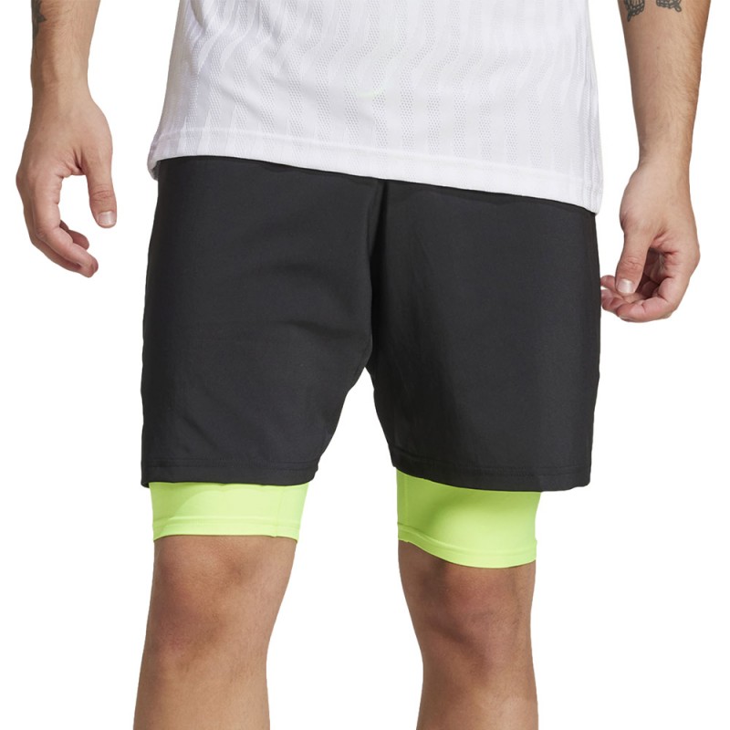 Short Adidas Club 2IN1 noir jaune Short Adidas Club 2IN1 noir jaune