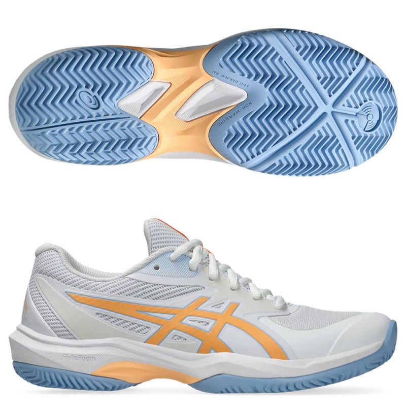 Chaussures Asics Game FF Padel white orange glow 2025 Chaussures Asics Game FF Padel white orange glow 2025