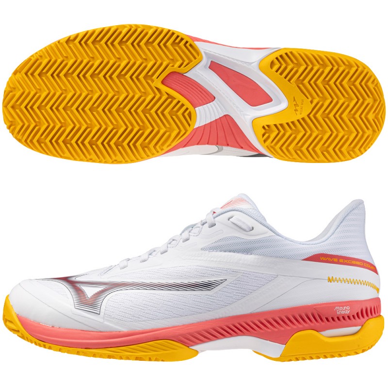 Chaussures Mizuno Wave Exceed Court CC white calypso coral 2025