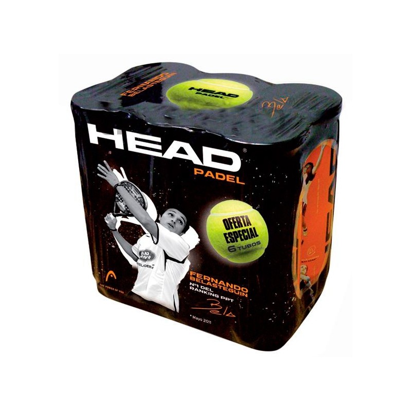 Pack 6 Botes pelotas Head Padel