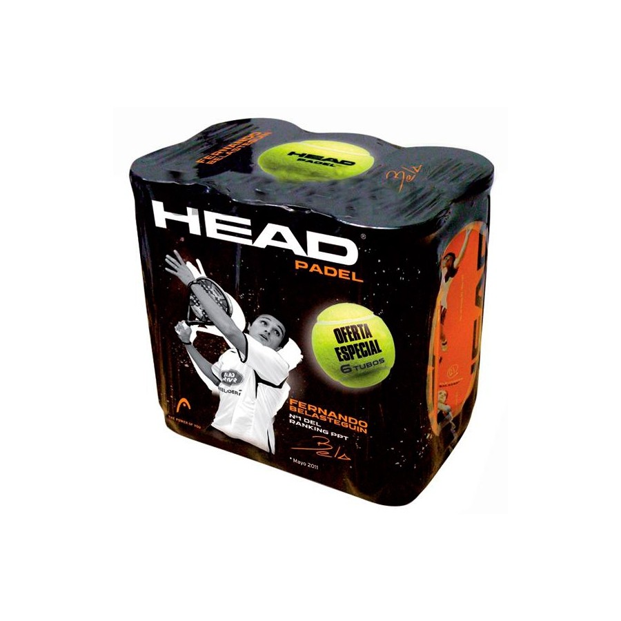 Pack 6 Botes pelotas Head Padel