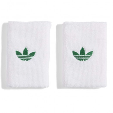 Poignets Adidas Originals L blancs logo vert
