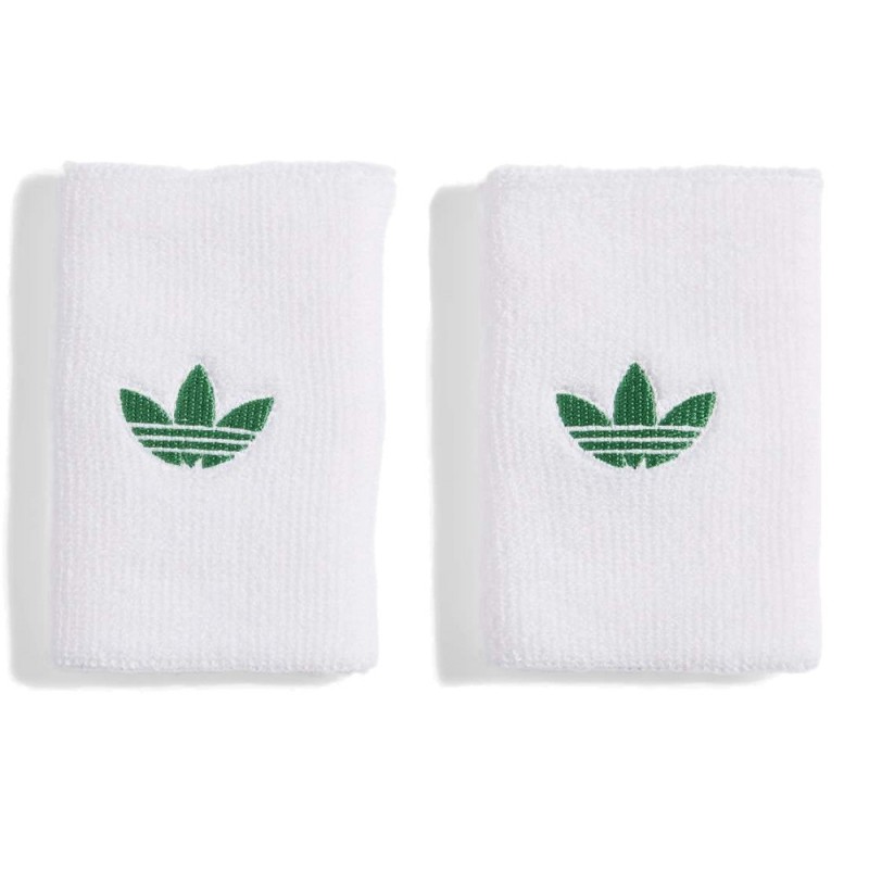 Poignets Adidas Originals L blancs logo vert
