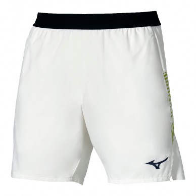Short Mizuno Tennis 7 Inches Amply blanc jaune