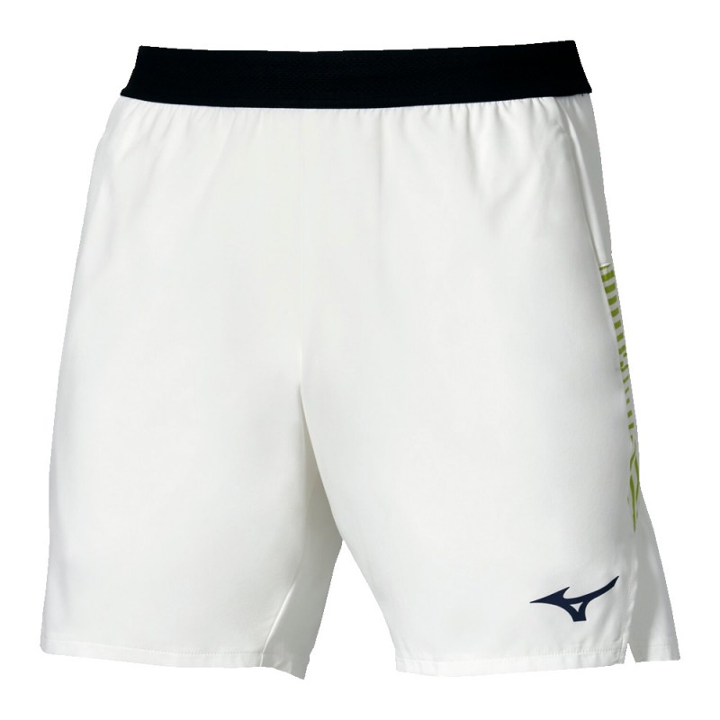 Short Mizuno Tennis 7 Inches Amply blanc jaune
