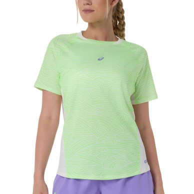 T-shirt Asics Court All Over Print SS Top vert blanc