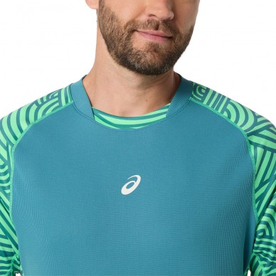 T-shirt Asics Court All Over Print SS Top vert turquoise
