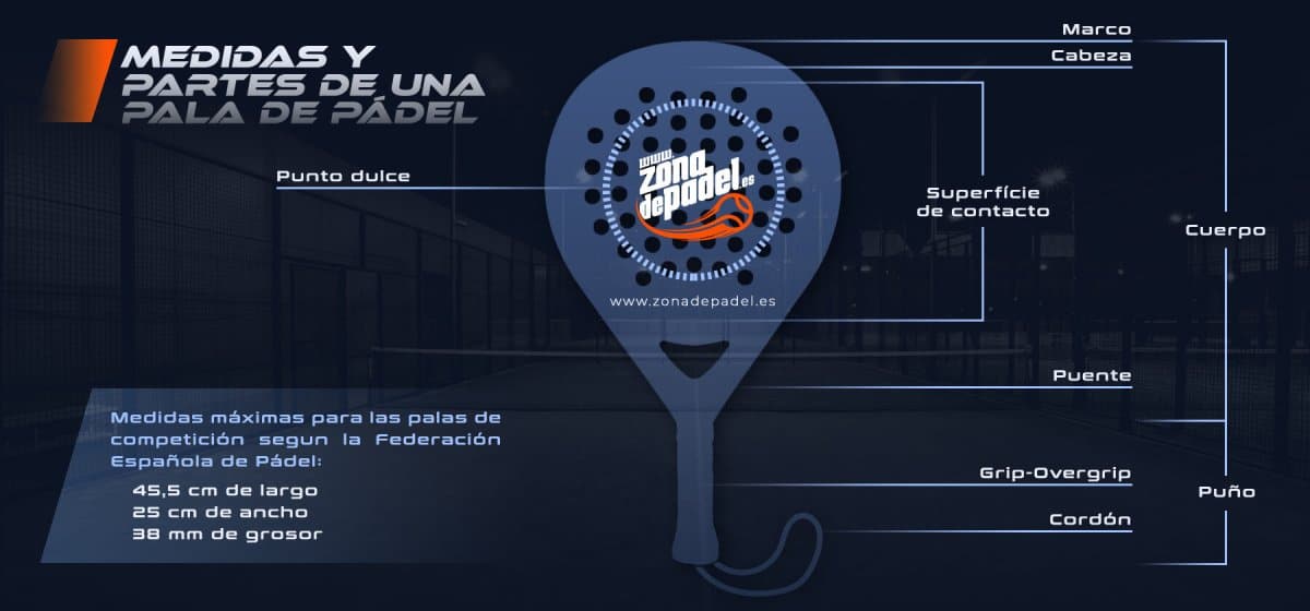 Dimensions et mesures d'une raquette de padel